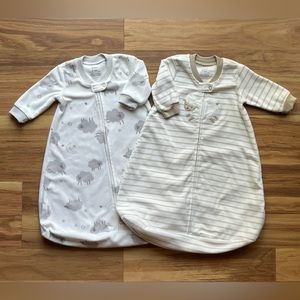 2 Pack Carter's Unisex Baby Fleece Sleepbag Sleepsuits - 0-3 months